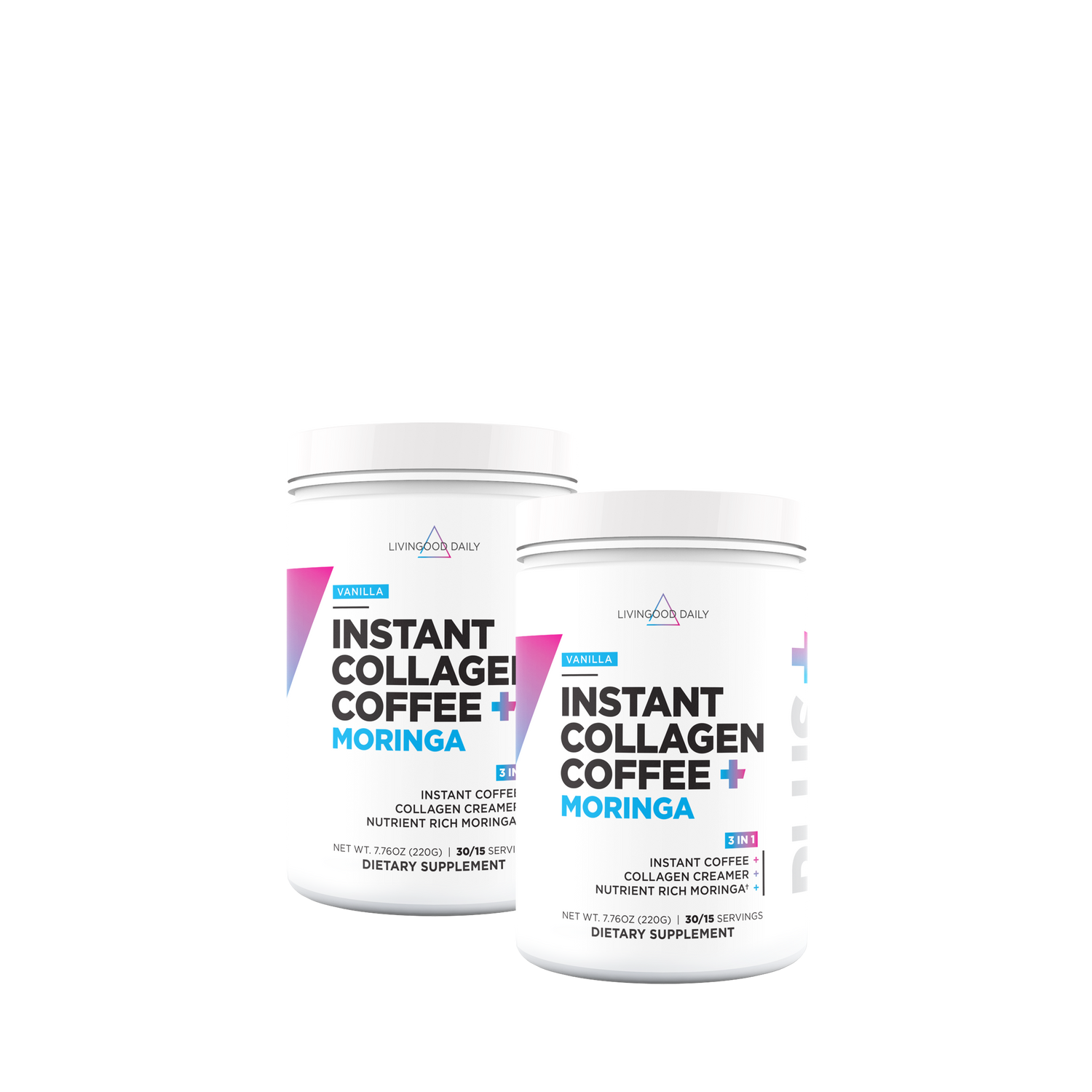 Livingood Daily Instant Collagen Coffee + Moringa (Vanilla) - (2-Pack)