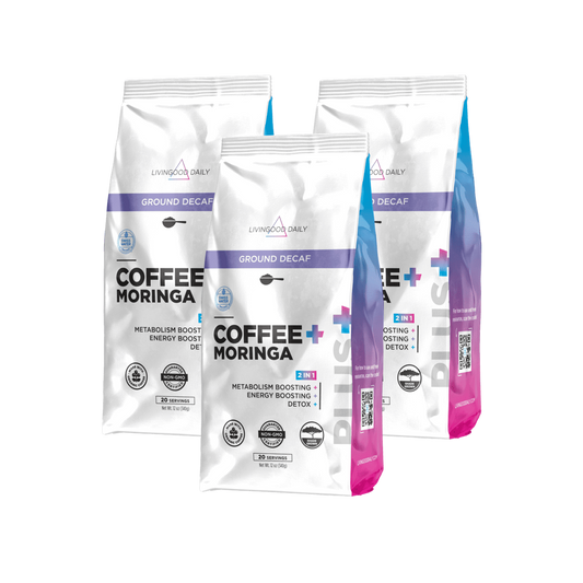 Livingood Daily Coffee + Moringa Ground Swiss Water Decaf - (3-Pack)