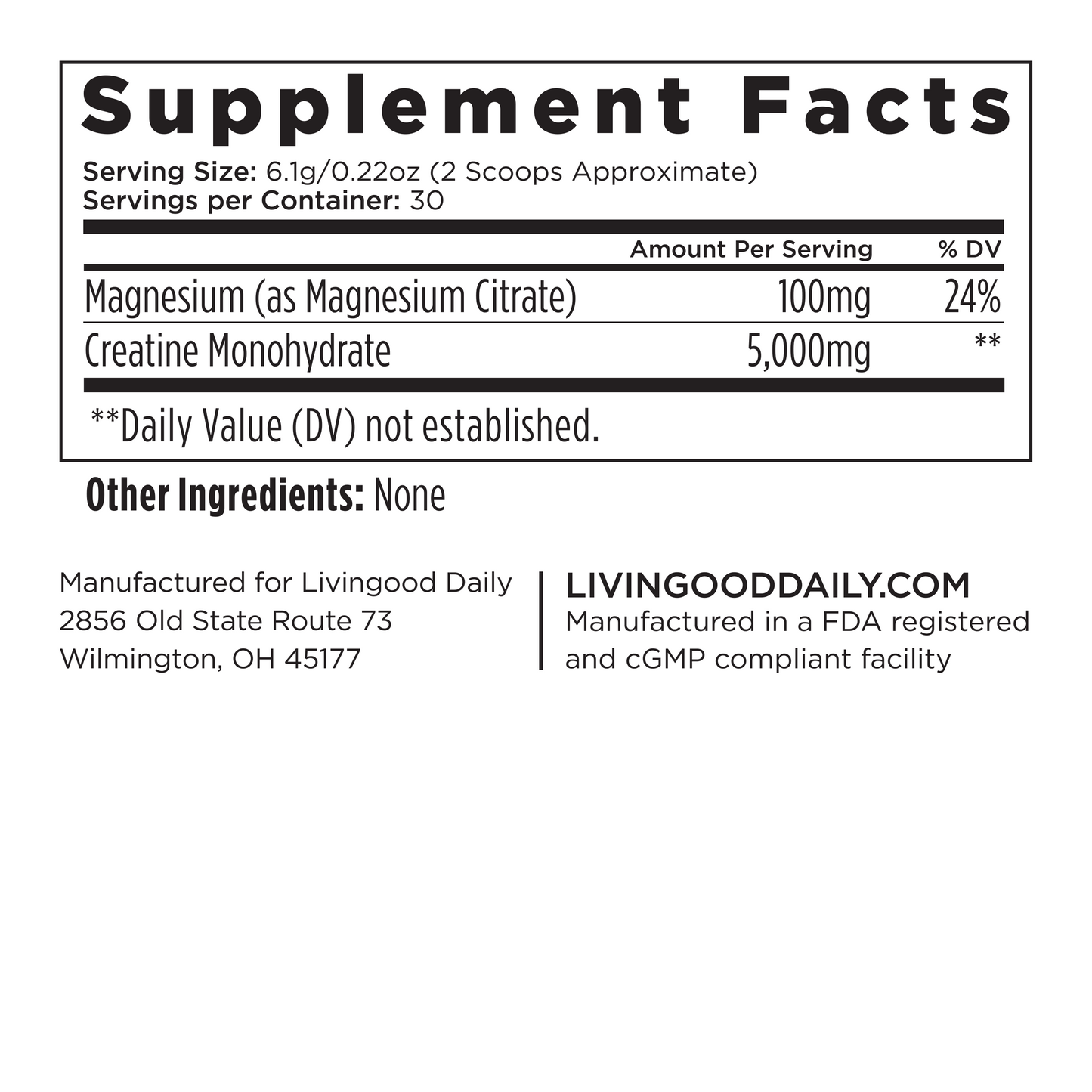 Livingood Daily Creatine + Magnesium (3-Pack)