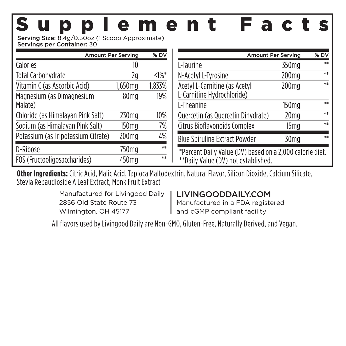 Livingood Daily Electrolytes + Energyze (Berry Frost)