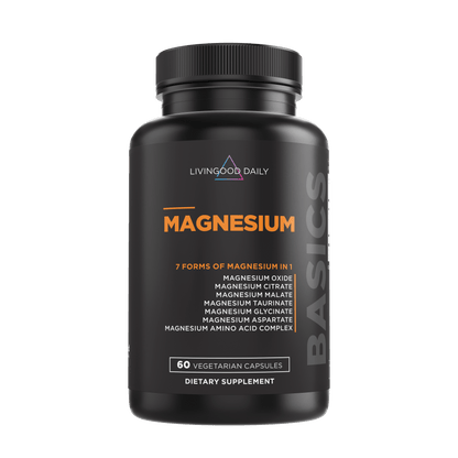 Livingood Daily Magnesium Supplement Bottle 7 Forms of Magnesium 60 Vegetarian Capsules